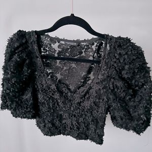 Zara black texture crop top